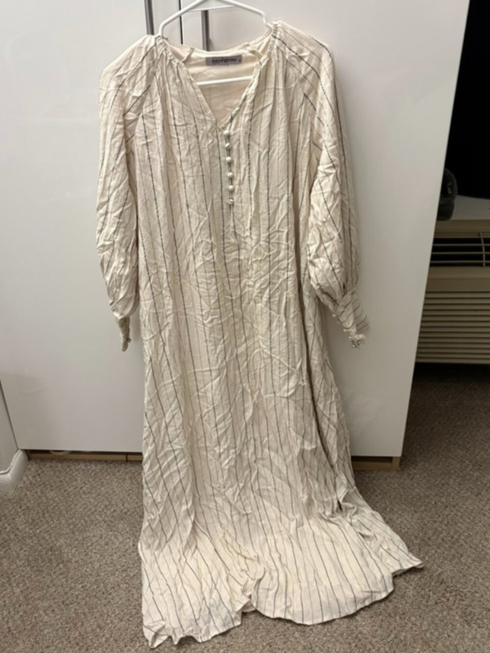 Georgette Womens Off-White Striped Dress Extra Small